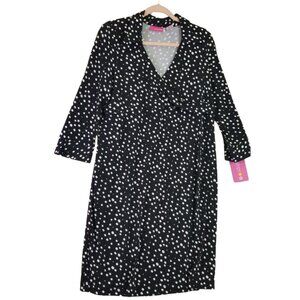 Liz Lange Maternity size M Women Dress 3/4 Sleeve Career Stretch Polka Dot